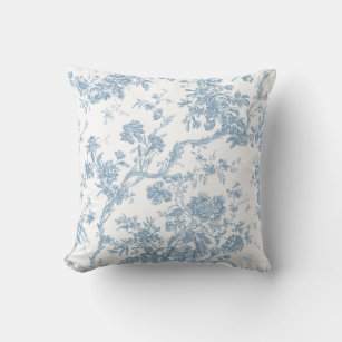 French Blue Toile de Jouy Throw Pillow