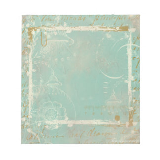 French Blue Toile Elegant Notepad Scratch Pad