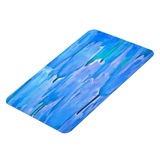 French Blue Tulips Abstract Floral Pattern Magnet (Left Side)