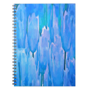 French Blue Tulips Abstract Floral Pattern Notebook