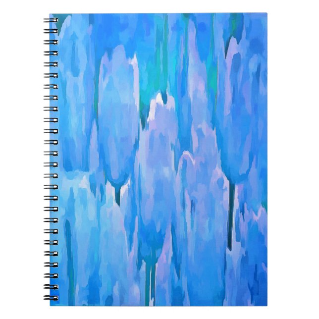 French Blue Tulips Abstract Floral Pattern Notebook (Front)