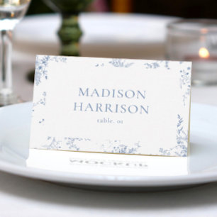 French Blue Wedding Name Place Card DIY