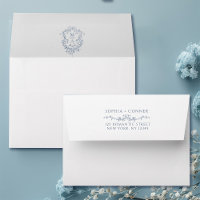 French Blue Wedding Pre-Printed Return Address 5x7