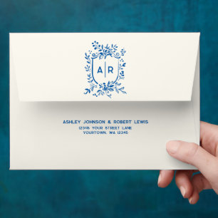 French Blue Whimsical Countryside Chateaux Wedding Envelope