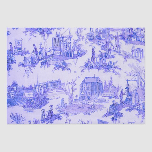 French Blue White Toile Chinoiserie Decoupage Tissue Paper (Front)