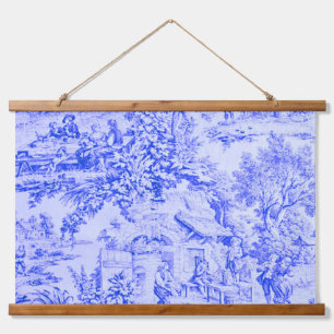 French Blue White Toile Chinoiserie Rustic Style  Hanging Tapestry