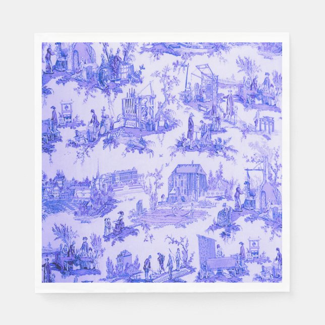 French Blue White Toile Chinoiserie Style Rustic  Napkin (Front)