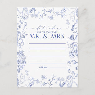 French Blue & White Victorian Floral Date Ideas Postcard