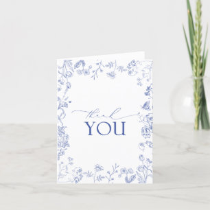 French Blue & White Victorian Floral Thank You Card