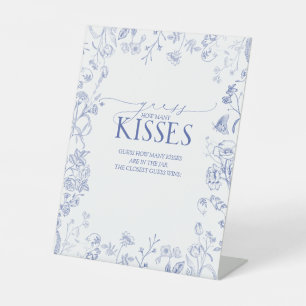 French Blue & White Victorian How Many Kisses Pedestal Sign