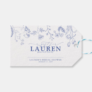 French Blue & White Victorian Shower No Wrap Gift Tags