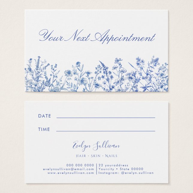 French blue wildflowers appointment card (Front & Back)
