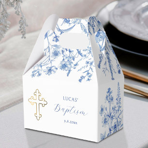 French blue wildflowers Baptism Favour Box