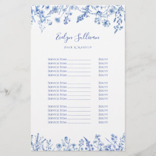 French blue wildflowers price list flyer