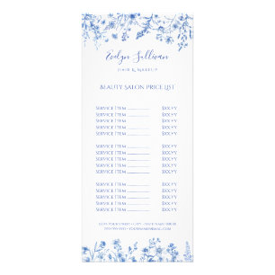 French blue wildflowers price list rack card
