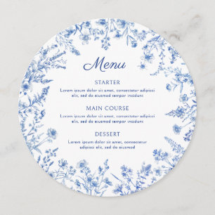 French Blue Wildflowers Round Menu