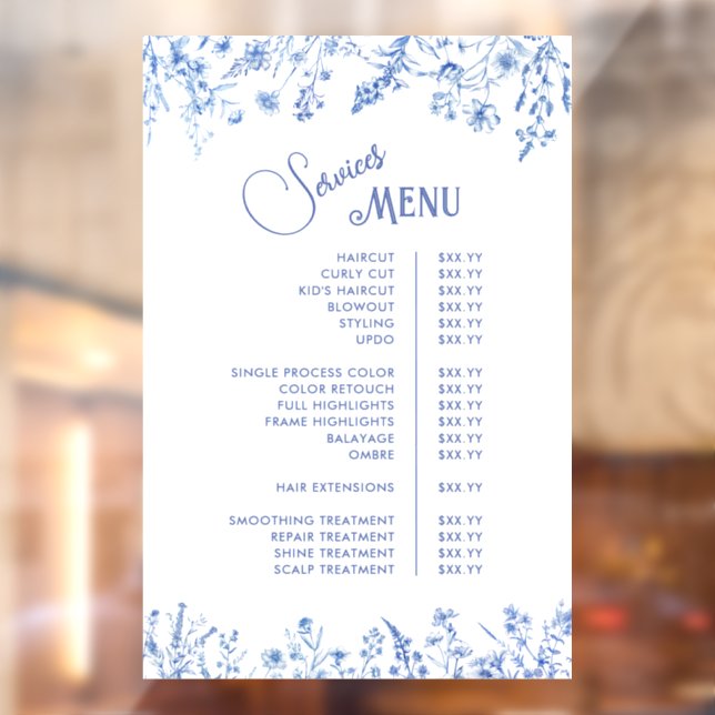 French Blue Wildflowers Services Menu (Sheet 2)