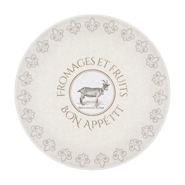 French Bon Appetit Fruit and Cheese Goat Cutting Board (Front)
