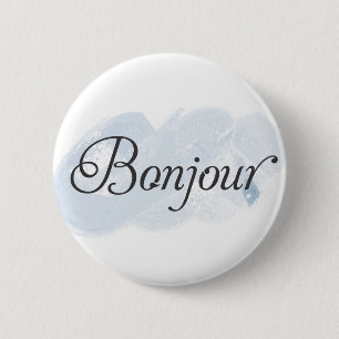 French Bonjour 6 Cm Round Badge