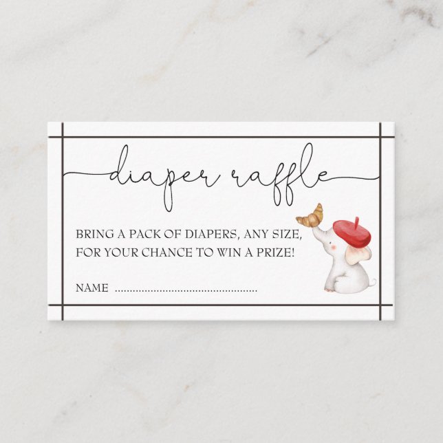French Bonjour Bebe Gender Neutral Diaper Raffle E Enclosure Card (Front)