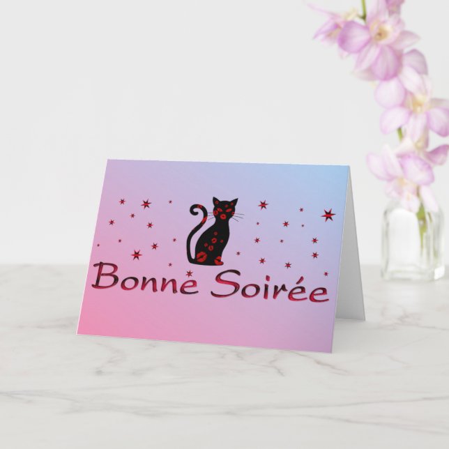 French:Bonne Soiree Greeting Card (Orchid)