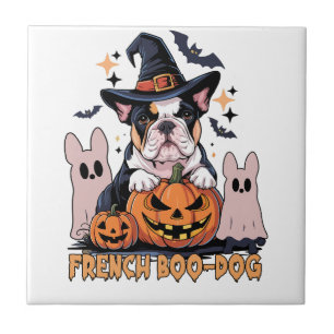French Boo Dog Cute Frenchie Halloween Ghost Dog T Ceramic Tile