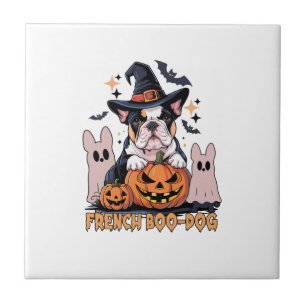 French Boo Dog Cute Frenchie Halloween Ghost Dog T Ceramic Tile