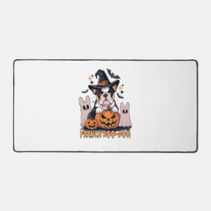 French Boo Dog Cute Frenchie Halloween Ghost Dog T Desk Mat