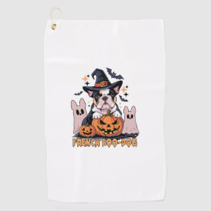 French Boo Dog Cute Frenchie Halloween Ghost Dog T Golf Towel