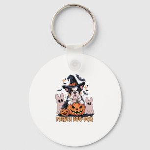 French Boo Dog Cute Frenchie Halloween Ghost Dog T Key Ring