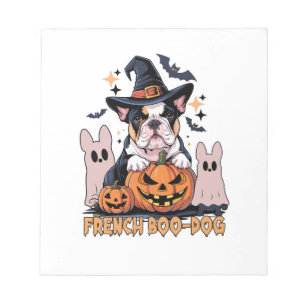 French Boo Dog Cute Frenchie Halloween Ghost Dog T Notepad