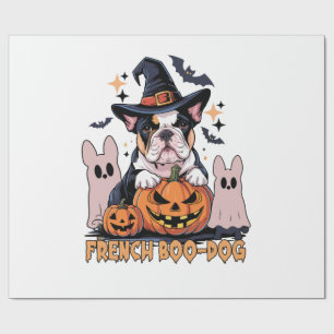 French Boo Dog Cute Frenchie Halloween Ghost Dog T Wrapping Paper