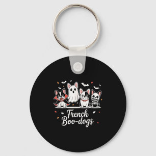 French Boo-dog Halloween Ghost French Bulldog Fall Key Ring