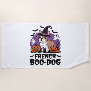 French Boo Dog � the Spookiest Pup Beach Towel