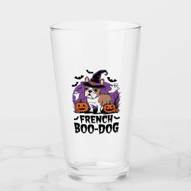French Boo Dog � the Spookiest Pup Glass (Front)