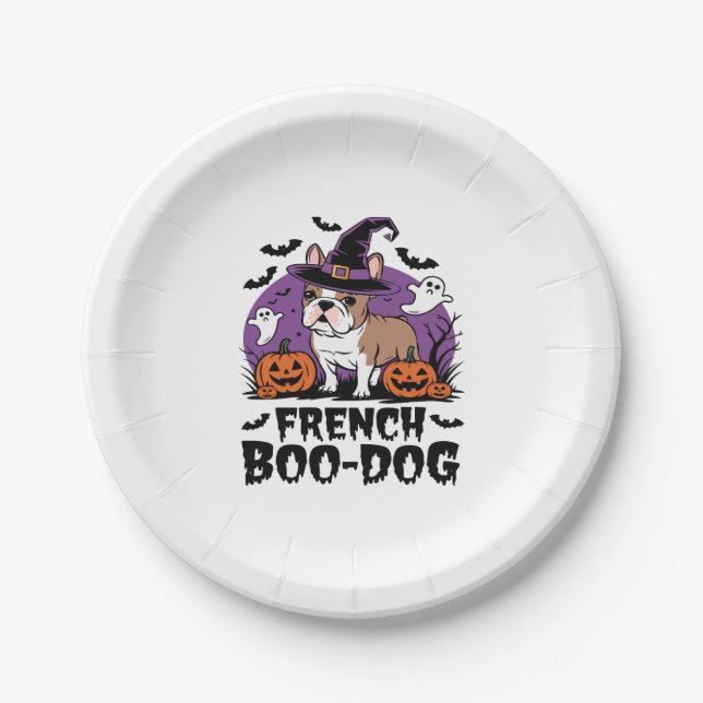 French Boo Dog – the Spookiest Pup Paper Plate (Front)