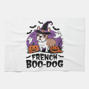 French Boo Dog � the Spookiest Pup Tea Towel