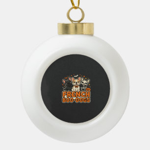 French Boo Dogs Halloween French Bulldog Design_1 Ceramic Ball Christmas Ornament