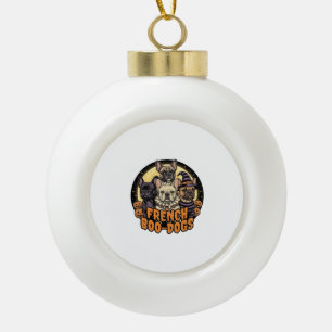French Boo-Dogs Halloween French Bulldog Design_1 Ceramic Ball Christmas Ornament