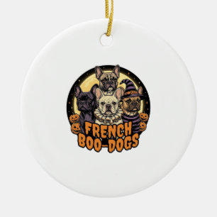 French Boo-Dogs Halloween French Bulldog Design_1 Ceramic Ornament