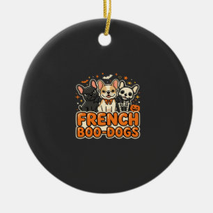 French Boo Dogs Halloween French Bulldog Design_1 Ceramic Ornament