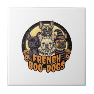 French Boo-Dogs Halloween French Bulldog Design_1 Ceramic Tile