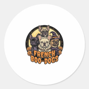 French Boo-Dogs Halloween French Bulldog Design_1 Classic Round Sticker