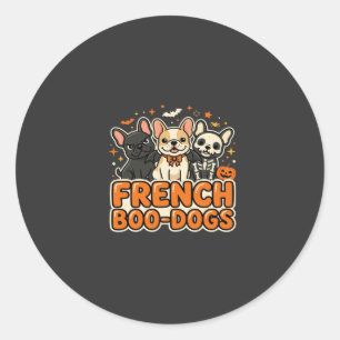 French Boo Dogs Halloween French Bulldog Design_1 Classic Round Sticker