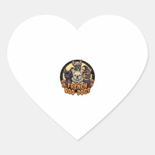French Boo-Dogs Halloween French Bulldog Design_1 Heart Sticker