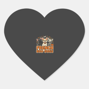 French Boo Dogs Halloween French Bulldog Design_1 Heart Sticker