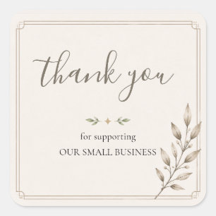 French Botanical Elegant Thank You Packaging Square Sticker