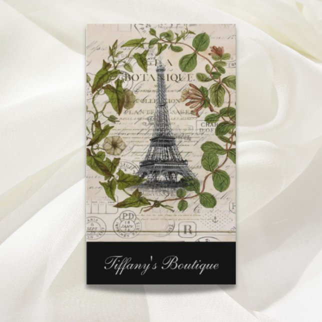 french botanical ivy leaves  paris eiffel tower business card (french botanical ivy leaves paris eiffel tower business card)