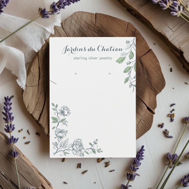 French botanical necklace and earring display card (Creator Uploaded)