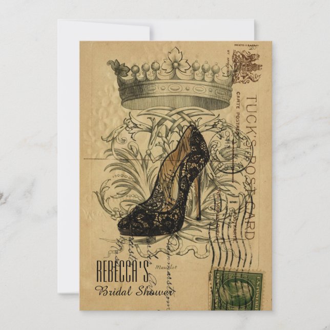 french botanical paris stilettos invitation (Front)